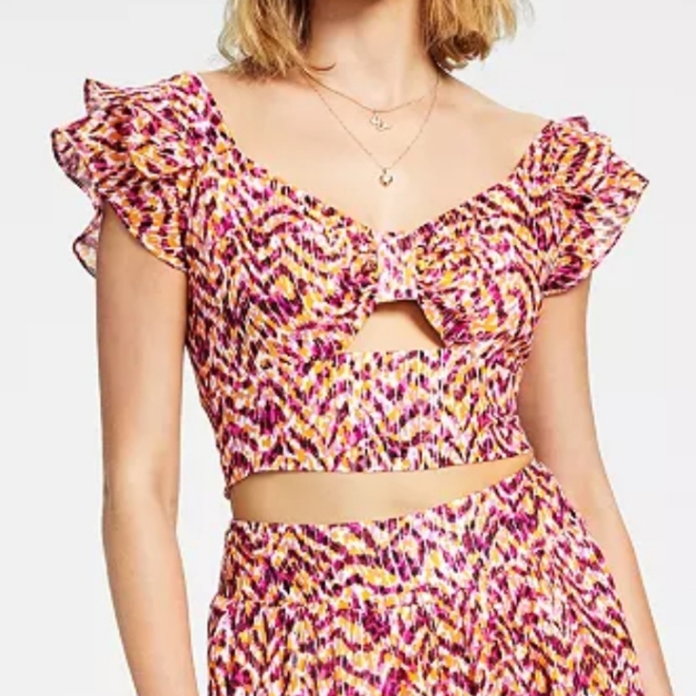 🩷 NWT Bar III Animal Print Crop Top, Sz Large - Picture 6 of 9